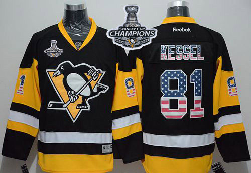 Penguins #81 Phil Kessel Black Alternate USA Flag Fashion Stanley Cup Finals Champions Stitched NHL Jersey